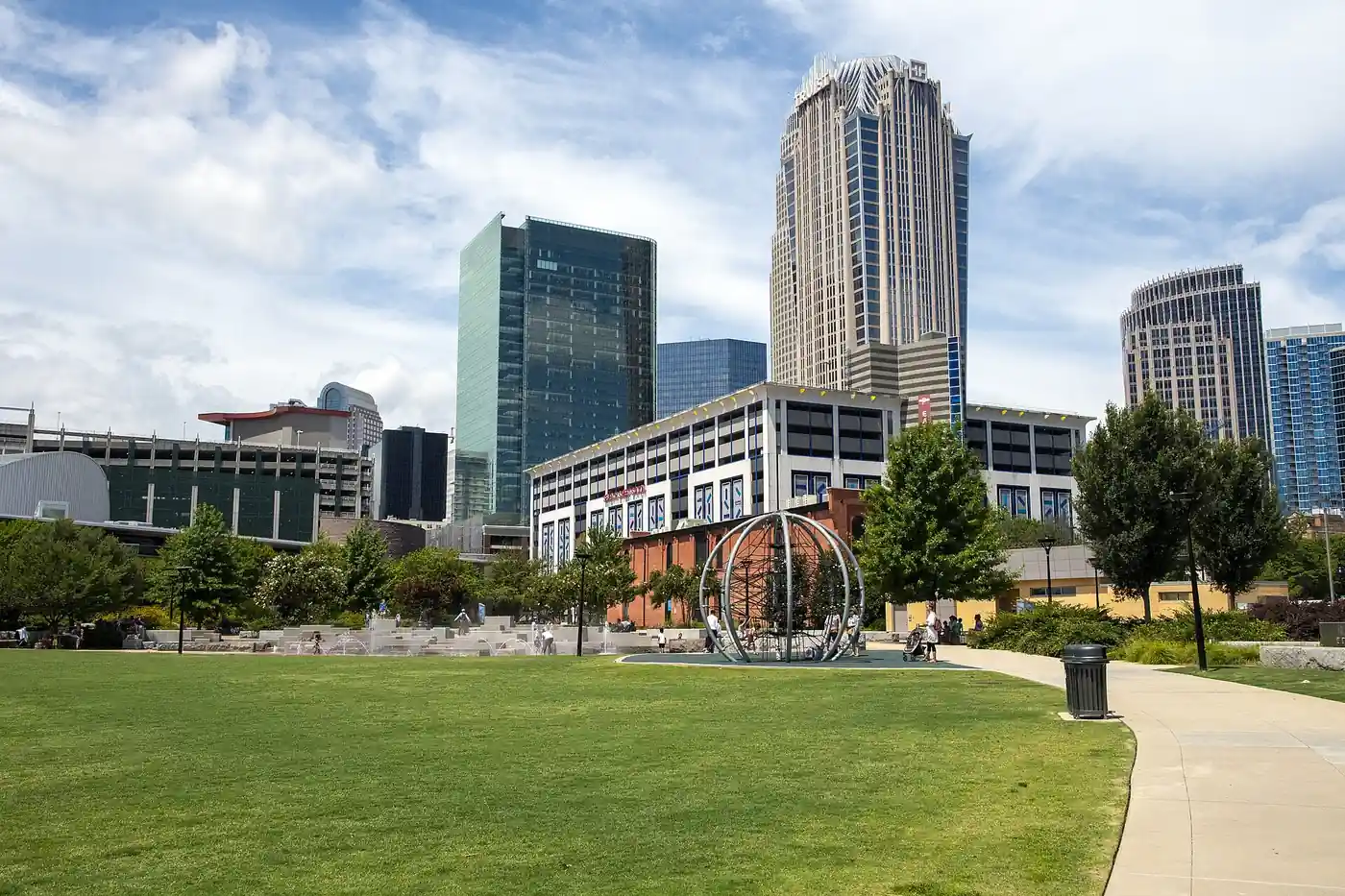 Uptown Charlotte towers rising above Romare Bearden Park